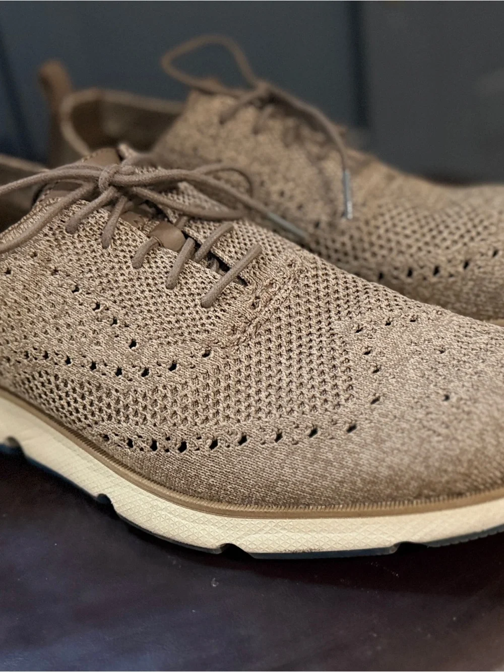 Cole Haan Men's Knit Wingtip Oxfords in Taupe